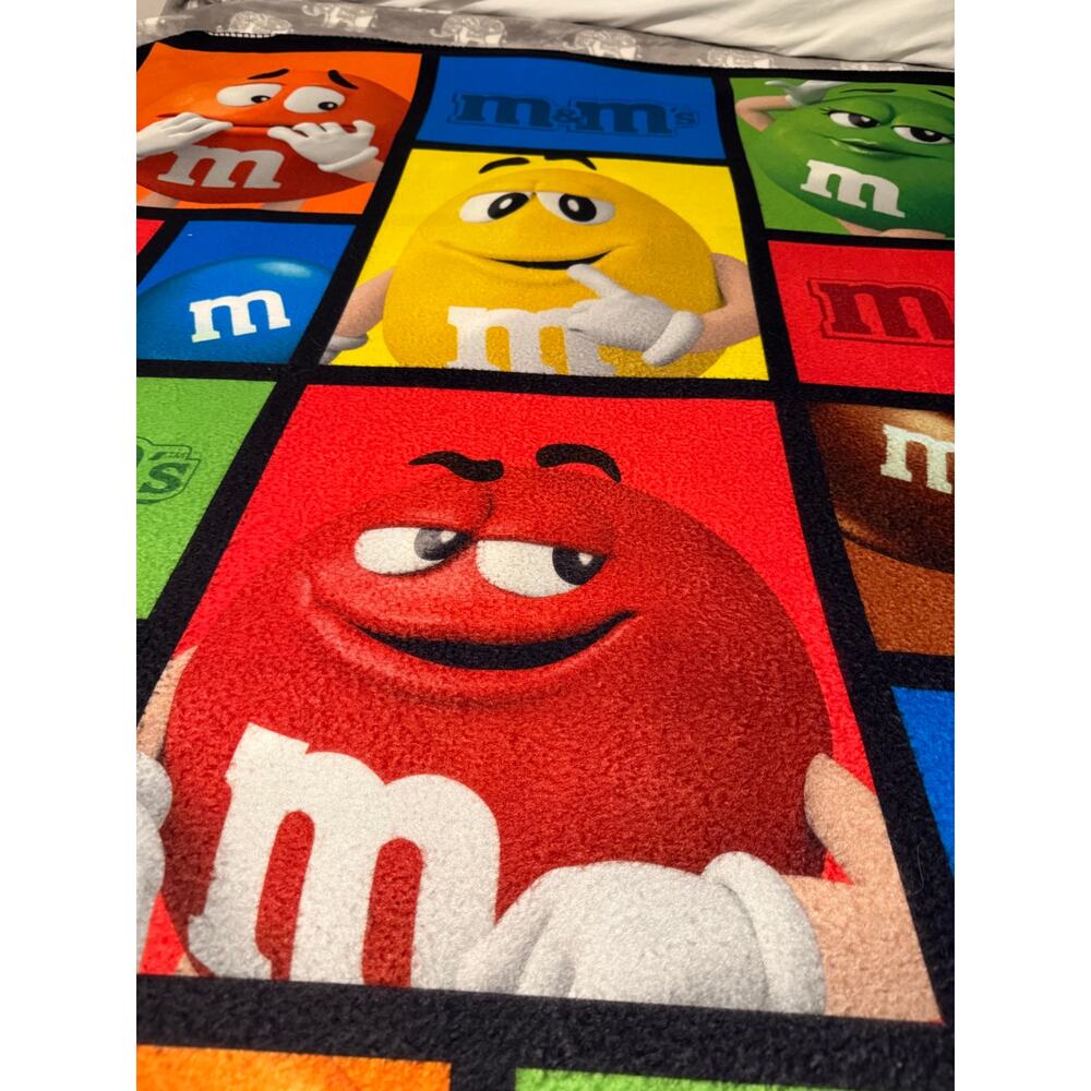 M&M’s Characters Fleece Throw Blanket 50x60 Color Block Design Candy Brand Bed